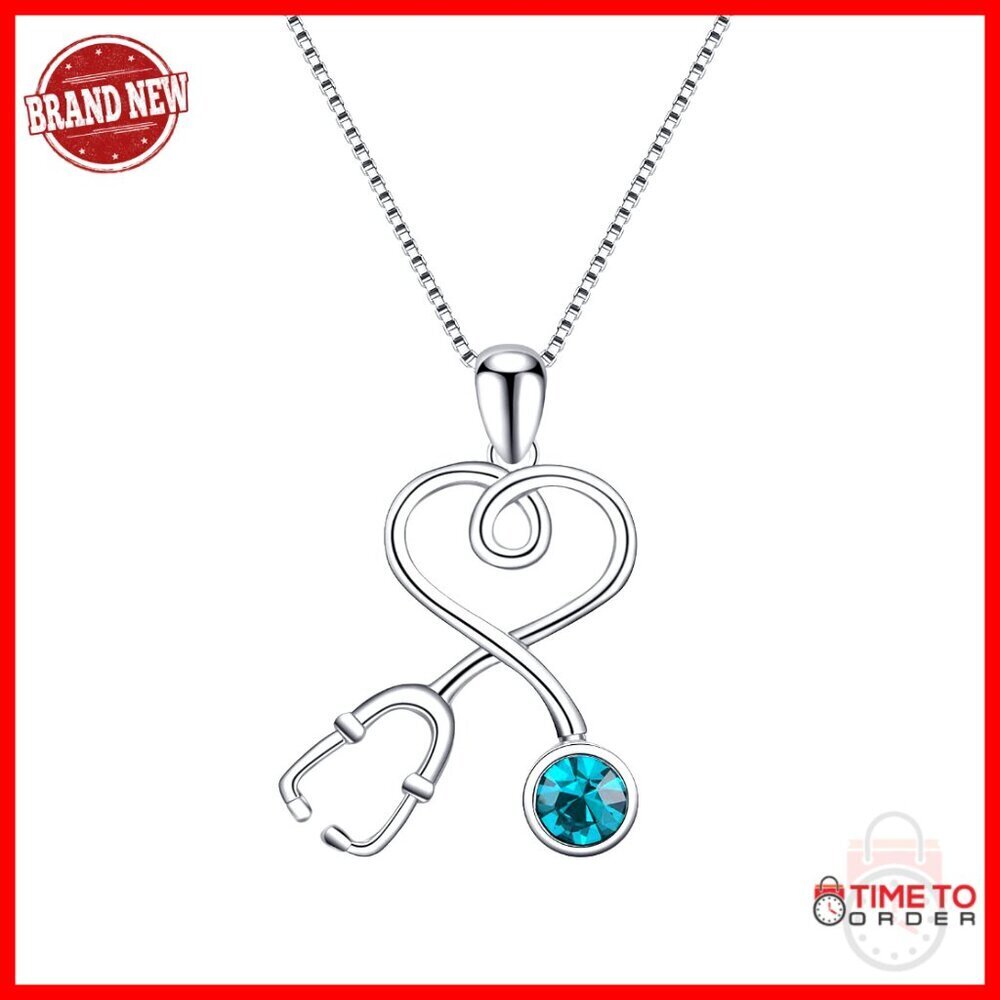 Sterling Silver Stethoscope Pendant Necklace Medical Jewelry Gift